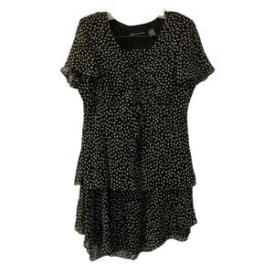 DANA BUCHMAN Black & Green Polka Dot Silk (2) Piece Set Skirt-10 /Top-12